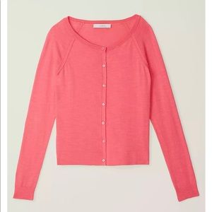 LOFT | Pink Textured Cotton Cardigan Size M